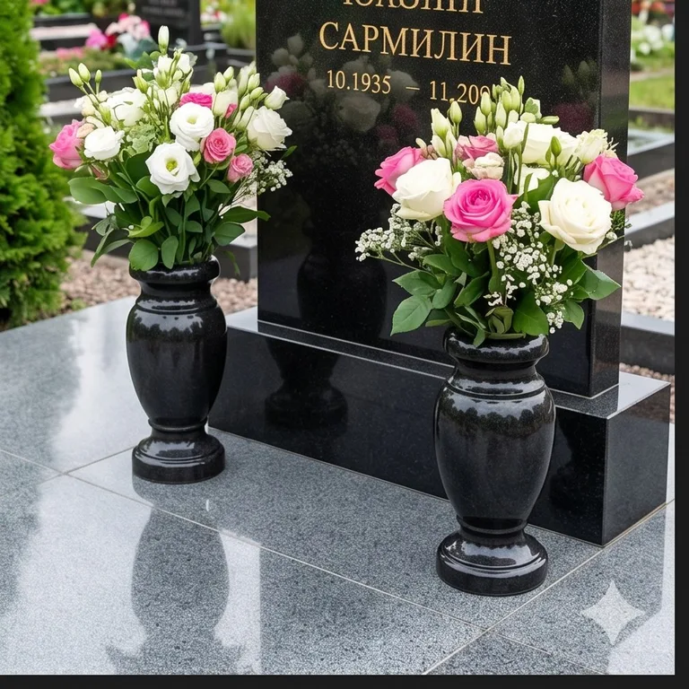 Гранитные вазы для цветов на участке в Казани