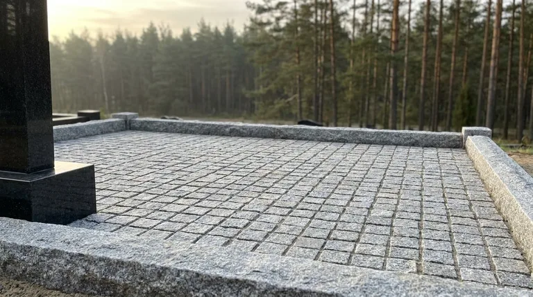 Выполненное благоустройство: мощение участка гранитной плиткой, ПМ003 в Казани