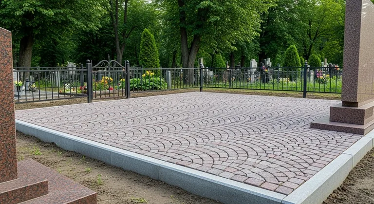 Гранитная плитка ёлочкой на участке, образец ПМ021 в Казани