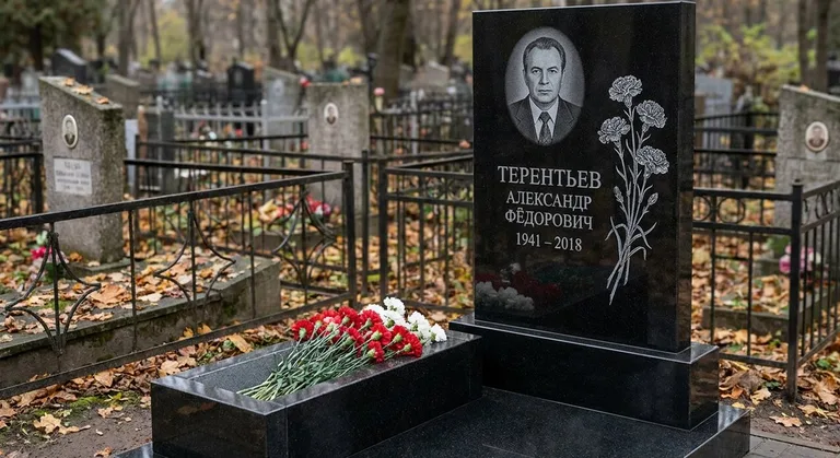 Памятник с гравировкой гвоздик — выполненная работа «Терентьев» в Казани
