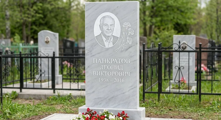 Памятник с гравировкой гвоздик — выполненная работа «Панкратов» в Казани