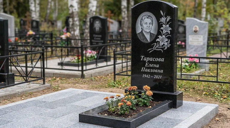 Памятник с гравировкой лилий — выполненная работа «Тарасова» в Казани