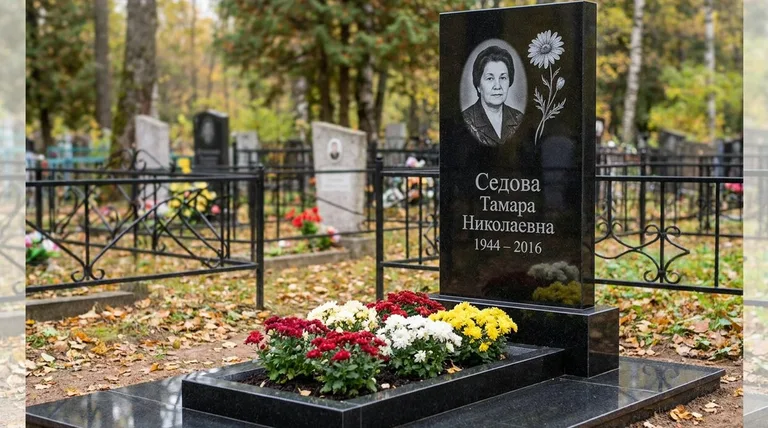 Памятник с гравировкой ромашек — выполненная работа «Седова» в Казани