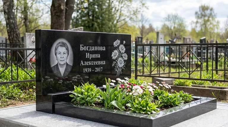 Памятник с гравировкой ромашек — выполненная работа «Богданова» в Казани
