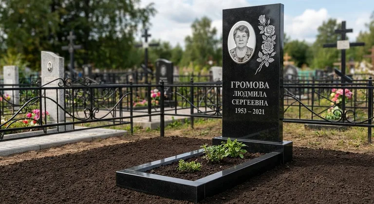 Памятник с гравировкой роз — выполненная работа «Громова» в Казани