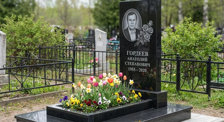 Памятник с гравировкой роз — выполненная работа «Гордеев» в Казани