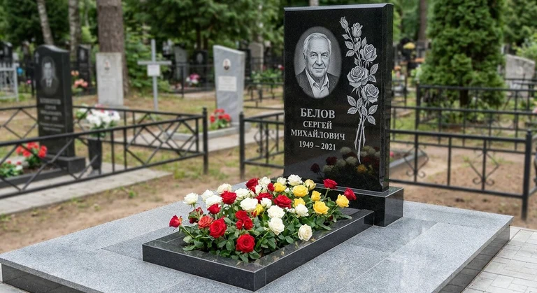 Гравировка цветов на памятник в Казани — розы на граните