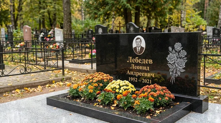 Памятник с гравировкой роз — выполненная работа «Лебедев» в Казани