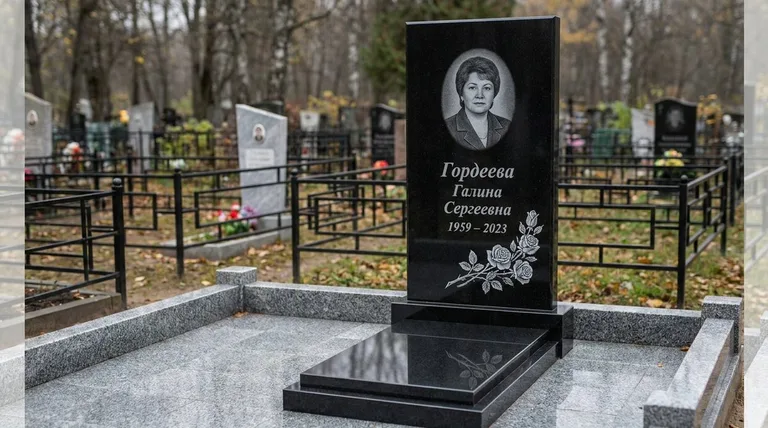 Памятник с гравировкой роз — выполненная работа «Гордеева» в Казани