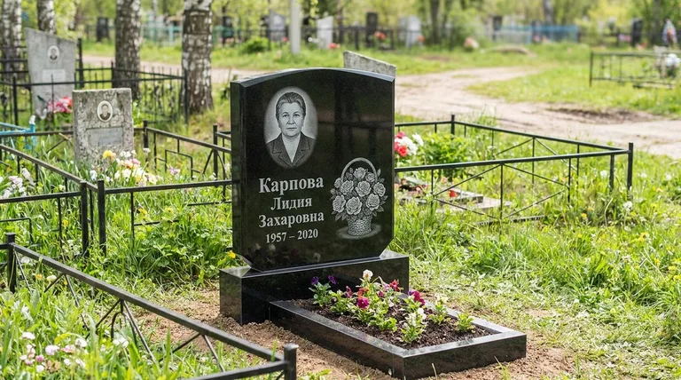 Памятник с гравировкой роз — выполненная работа «Карпова» в Казани