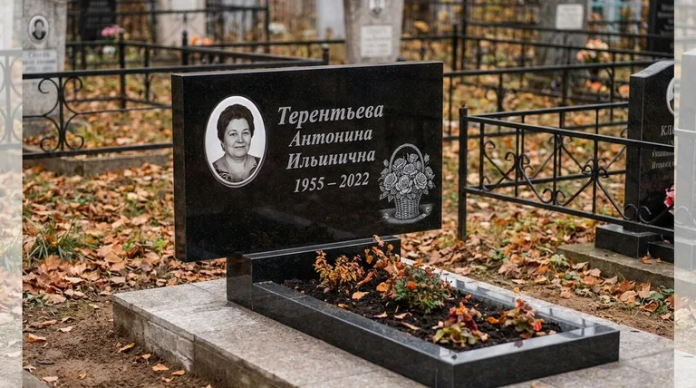 Памятник с гравировкой роз — выполненная работа «Терентьева» в Казани