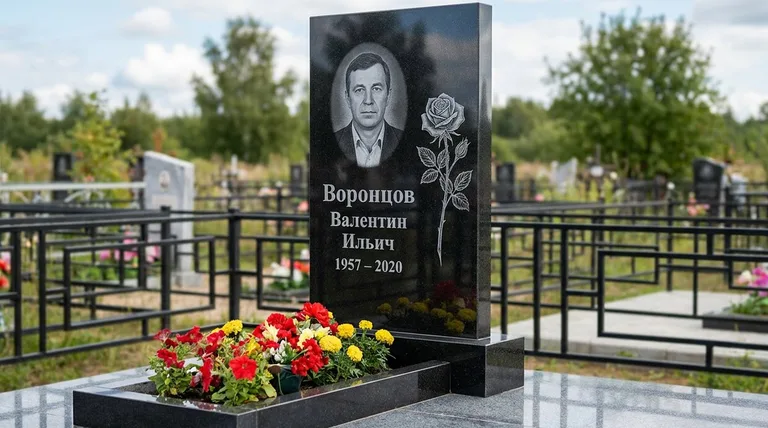 Памятник с гравировкой роз — выполненная работа «Воронцов» в Казани