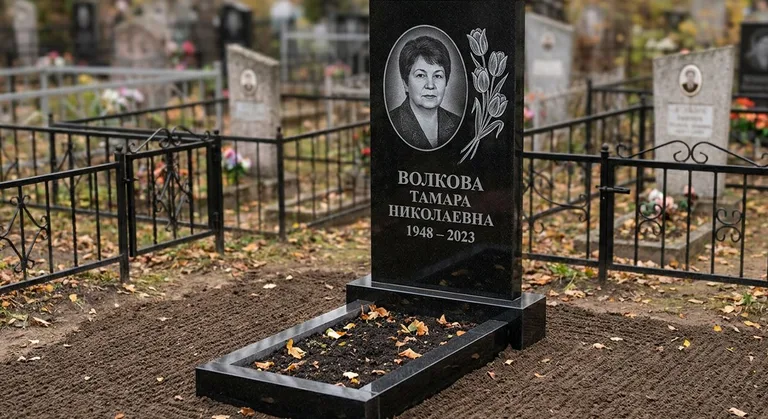 Памятник с гравировкой тюльпанов — выполненная работа «Волкова» в Казани