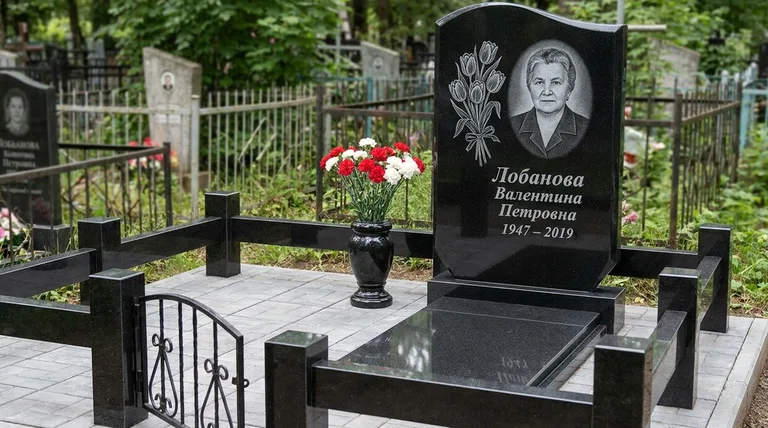 Памятник с гравировкой тюльпанов — выполненная работа «Лобанова» в Казани