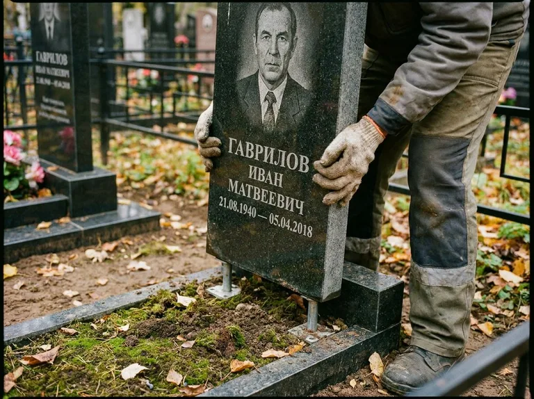 Демонтаж гранитного памятника (стелы) с могилы в Казани