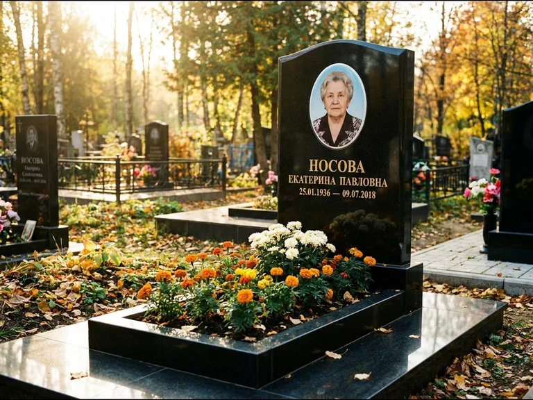 Керамический портрет мужчины на чёрном граните в Казани