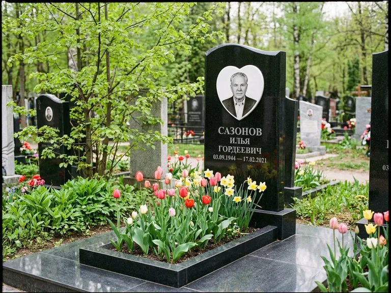 Цветной керамический портрет на памятнике в Казани