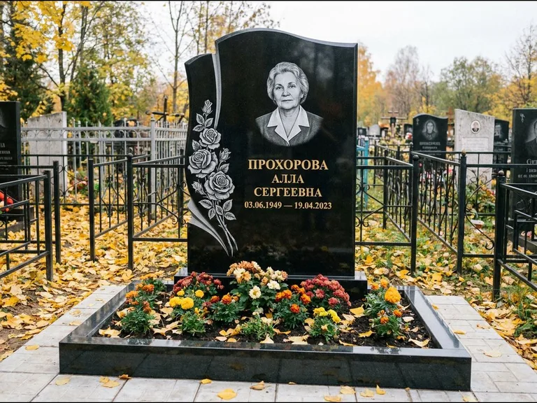 Гравировка портрета на чёрном граните — выполненная работа 20 в Казани