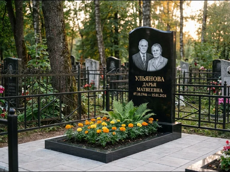 Гравировка портрета на чёрном граните — выполненная работа 24 в Казани