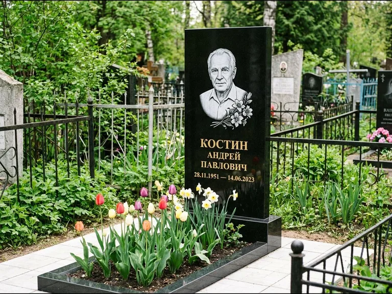 Гравировка портрета на чёрном граните — выполненная работа 27 в Казани