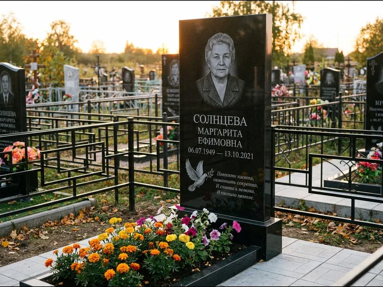 Памятник с гравировкой голубей — гравировка голубя с оливковой ветвью рядом с эпитафией, работа «Солнцева» в Казани