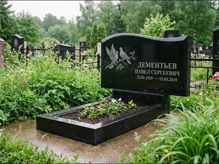 Памятник с гравировкой голубей — гравировка голубей, работа «Дементьев» в Казани