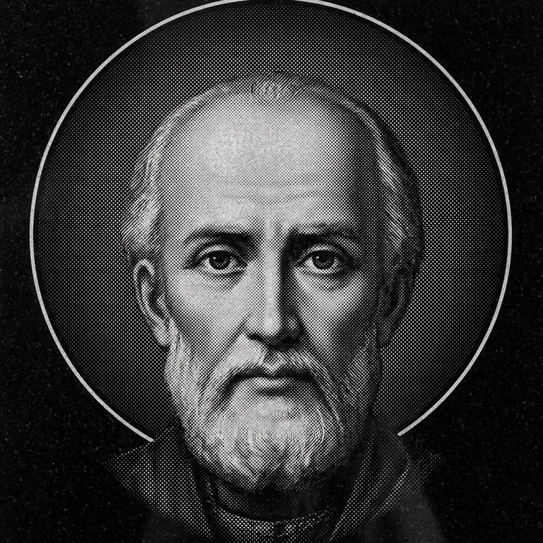 Эскиз иконы: Николай Чудотворец (полутон) — объёмный лик святителя, гравировка на памятник в Казани