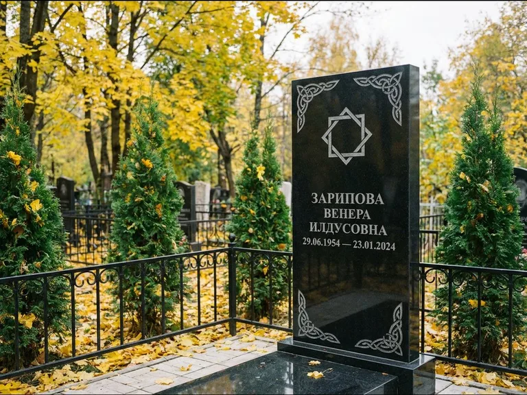 Мусульманский памятник — руб аль-хизб с восточной плетёнкой, работа «Зарипова» в Казани