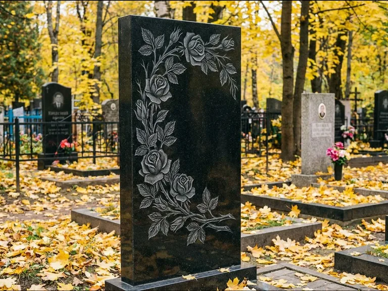 Цветы и орнамент — гравировка с выездом на кладбище в Казани