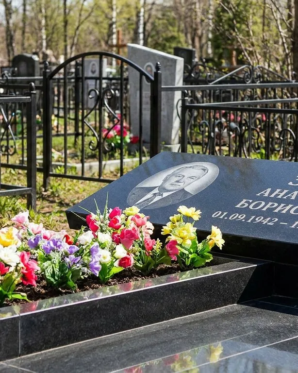 Премиум памятник под ключ с мощением и оградой в Казани