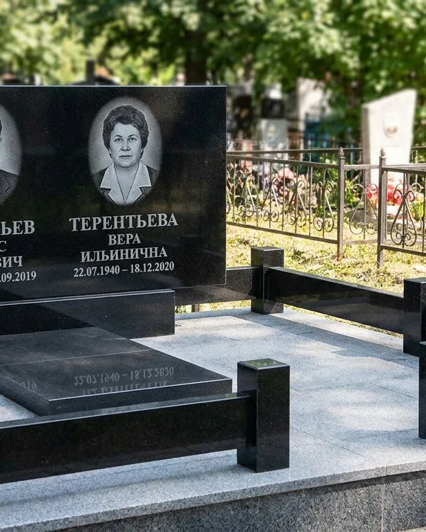 Премиум памятник под ключ с золочёной гравировкой в Казани