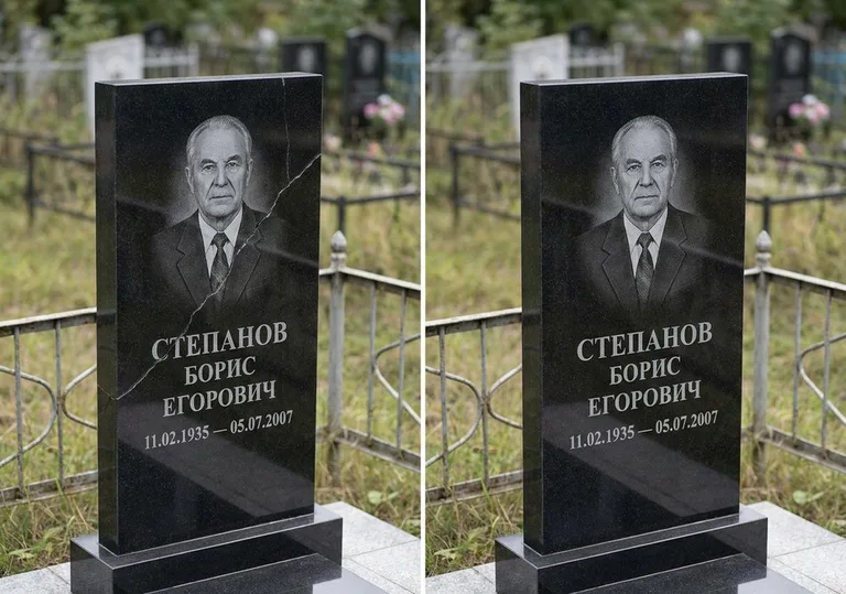 Восстановление надписи и портрета на памятнике: до и после в Казани