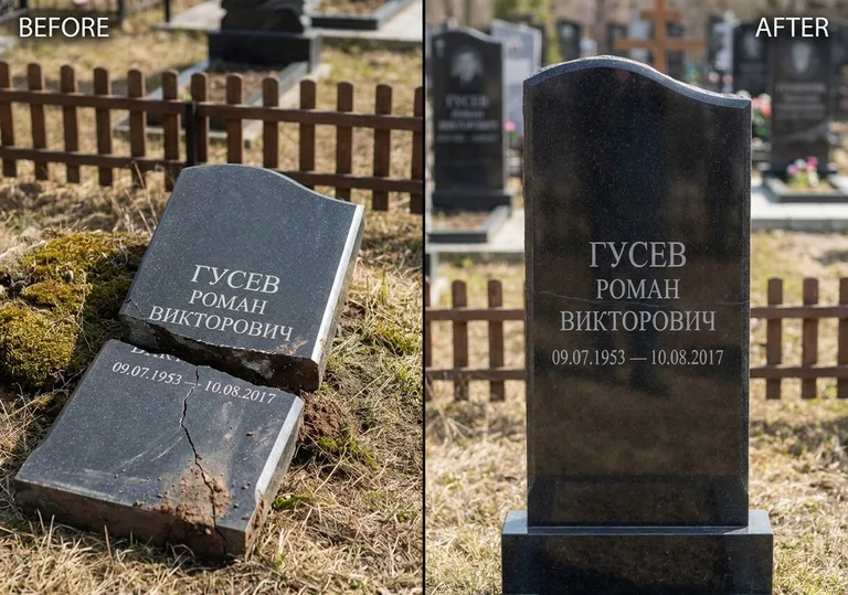 Склейка расколотого памятника: до и после в Казани