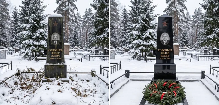 Уборка старого памятника до и после в Казани