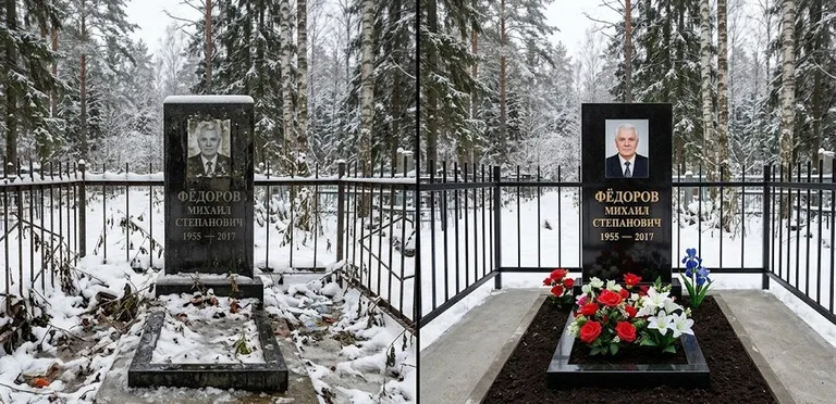 Диптих №20: тротуарная плитка вокруг памятника отмыта аппаратом высокого давления в Казани