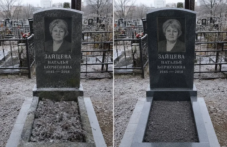 Диптих №10: белый мрамор — убраны жёлтые подтёки, восстановлена белизна стелы в Казани