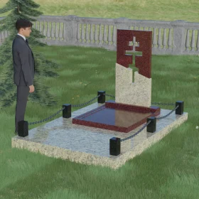 Памятник вертикальный с крестом для одного - П015