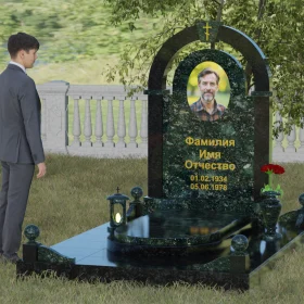 Вертикальный православный памятник с крестом - П031