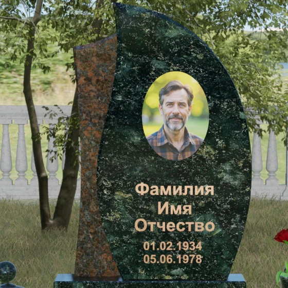 Гранитный светский вертикальный памятник в Красноярске, гранит Балтик грин