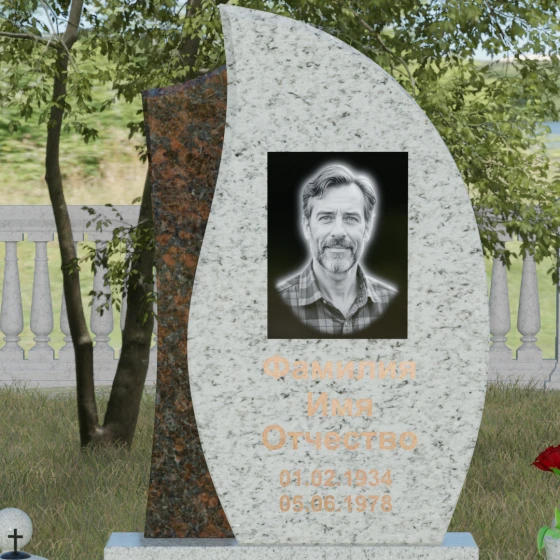 Гранитный светский вертикальный памятник в Красноярске, гранит Мансуровский