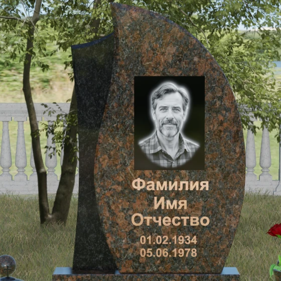 Гранитный светский вертикальный памятник в Красноярске, гранит Дымовский