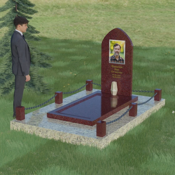 Вертикальный гранитный светский памятник в Перми, гранит Лезниковский, вид 4
