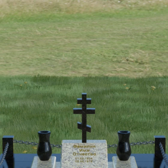 Гранитный памятник с объемным крестом, гранит Мансуровский
