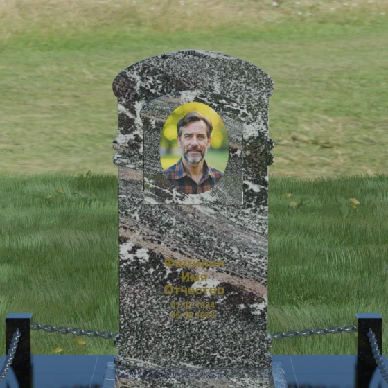 Вертикальный Гранитный памятник для одного в Оренбурге, гранит амфиболит