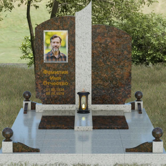 Вертикальный гранитный светский памятник в Перми, гранит Дымовский, вид 2