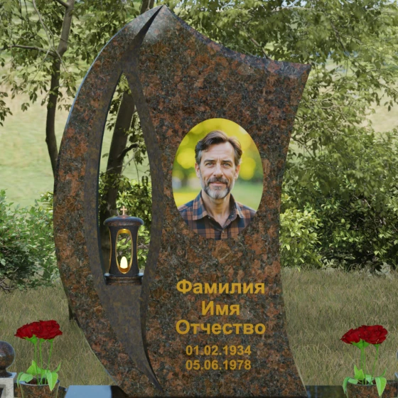 Вертикальный гранитный памятник светский в Красноярске, гранит Дымовский