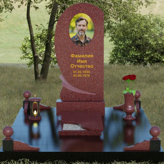 Светский вертикальный гранитный памятник в Набережных Челнах, гранит Лезниковский, вид 2