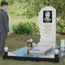 Гранитный светский вертикальный памятник - П080