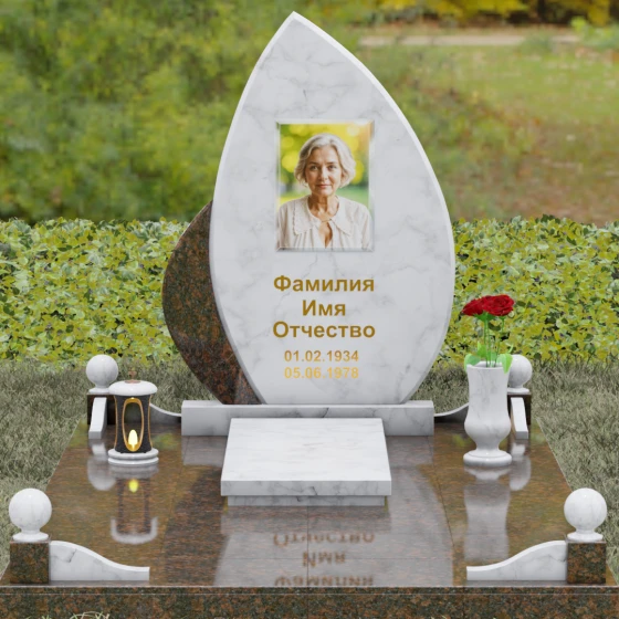 Светский комбинированный памятник в Перми, мрамор Тассос, вид 2