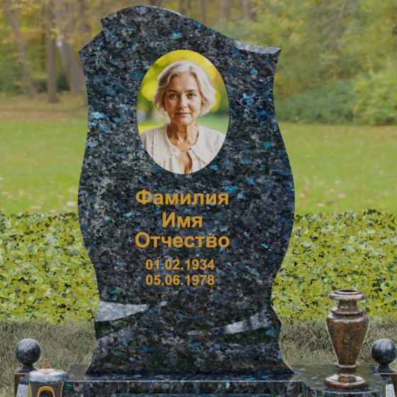 Светский вертикальный гранитный памятник в Казани, гранит Блю Перл